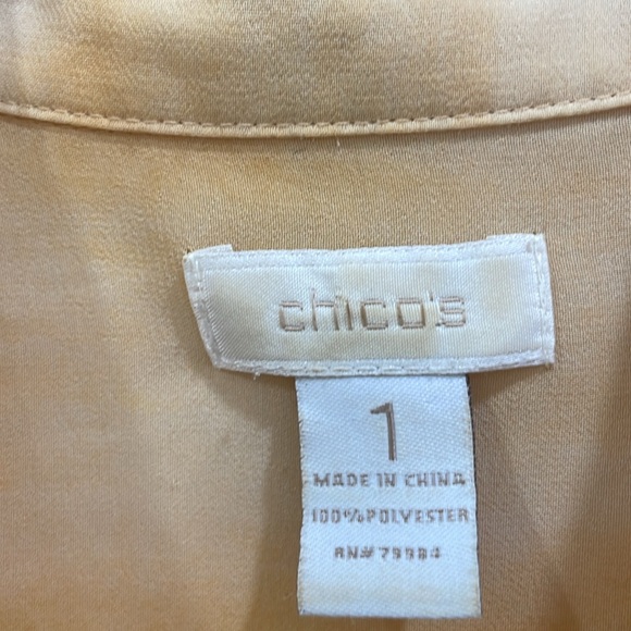 Chico’s sand washed blouse. Long sleeve. Metal buttons. Size 1 - Picture 2 of 3